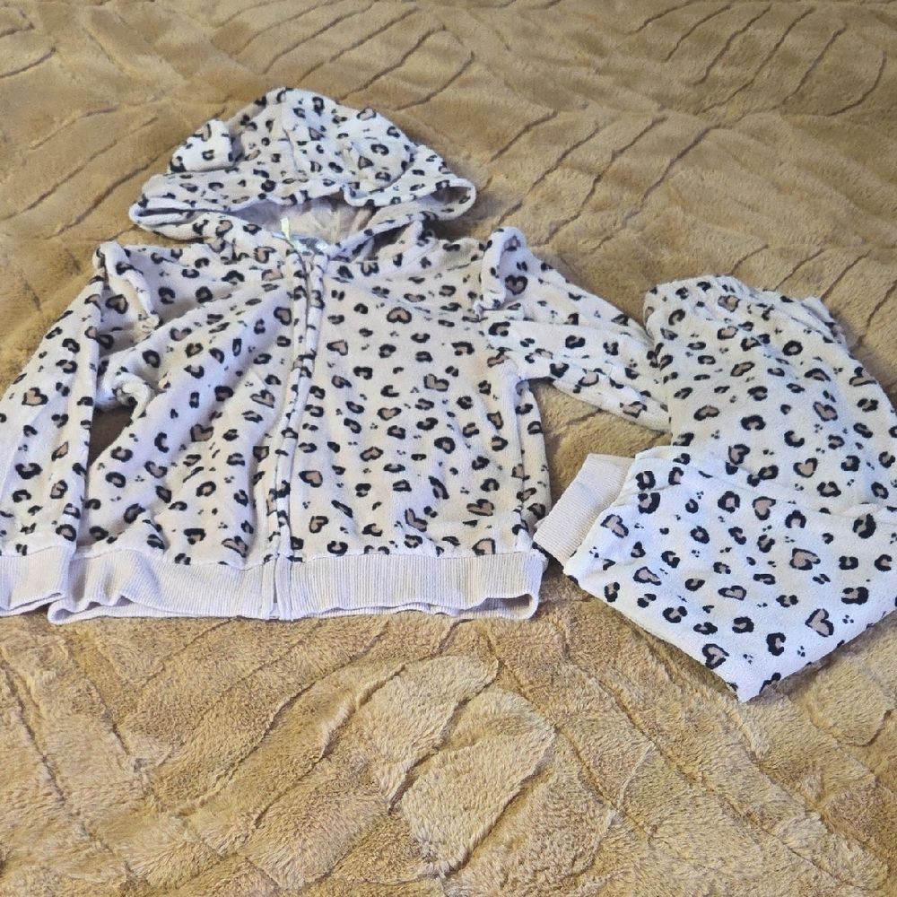 Little Me White and Black Leopard Pajama Set
